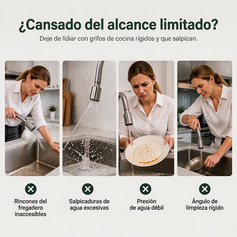 🚰 50% dto. Boquilla giratoria universal para grifo – rota 360°, fácil instalación, sin salpicaduras. Ideal para lavar frutas y platos! 💧✨