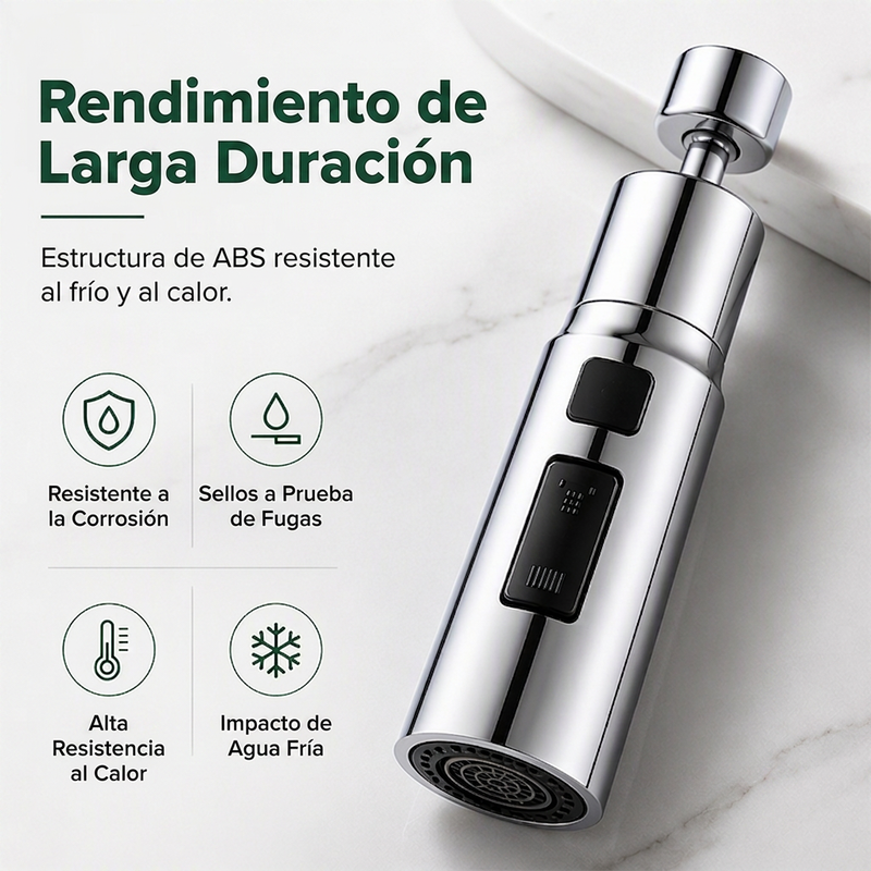 🚰 50% dto. Boquilla giratoria universal para grifo – rota 360°, fácil instalación, sin salpicaduras. Ideal para lavar frutas y platos! 💧✨