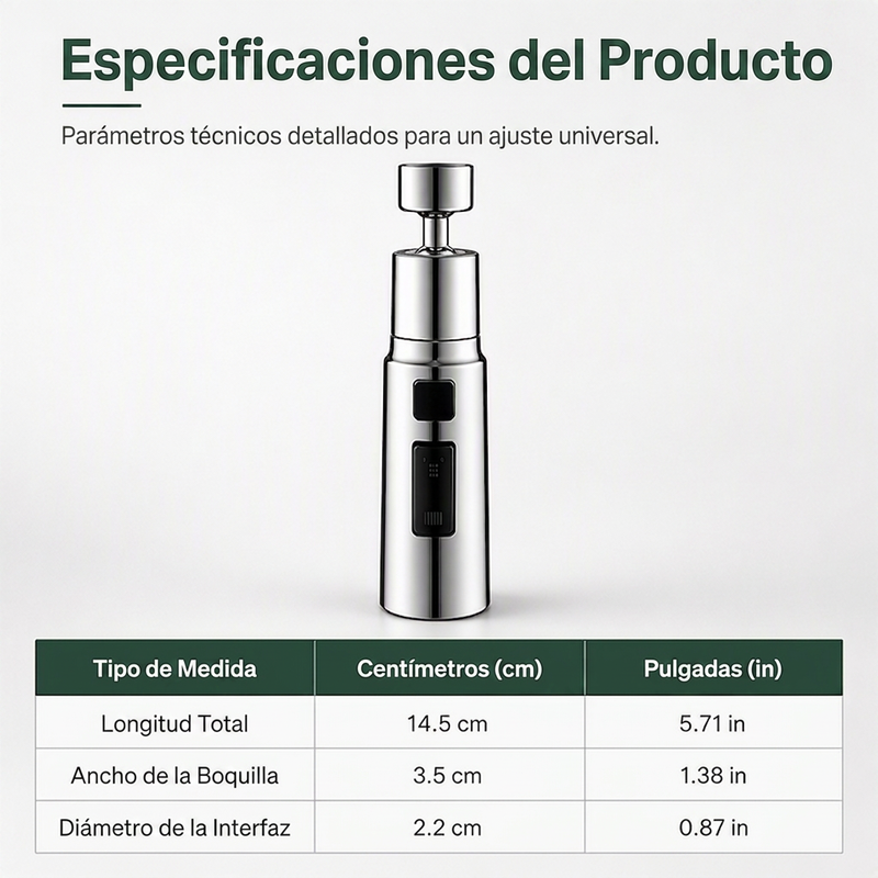 🚰 50% dto. Boquilla giratoria universal para grifo – rota 360°, fácil instalación, sin salpicaduras. Ideal para lavar frutas y platos! 💧✨